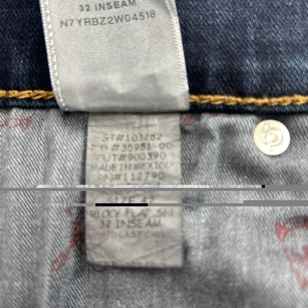 True Religion Ricky Jeans Men's 42 Blue Relaxed Straight Outdoors Casual Logo